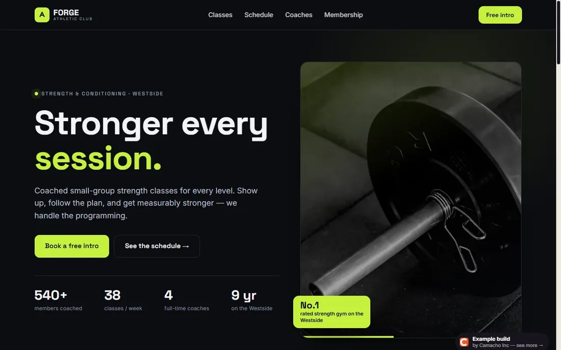Forge Athletic Club — an example build by Camacho Inc
